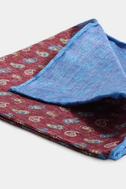 Pochette bordeaux à motif paisley - Made in Italy