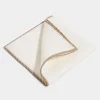 Pochette en lin blanc avec bordures taupe et beige - Made in Italy