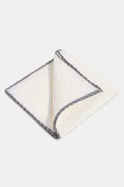 Pochette en lin blanc avec bordures grise et beige - Made in Italy