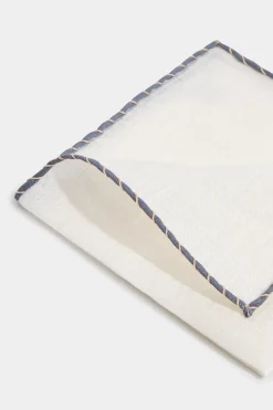 Pochette en lin blanc avec bordures grise et beige - Made in Italy