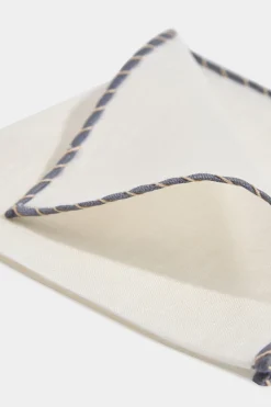 Pochette en lin blanc avec bordures grise et beige - Made in Italy