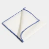 Pochette en lin blanc à bords bleu et bleu clair - Made in Italy
