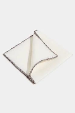 Pochette en lin blanc à bords gris et cognac - Made in Italy