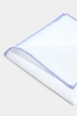 Pochette en lin blanche/bleu clair - Made in Italy