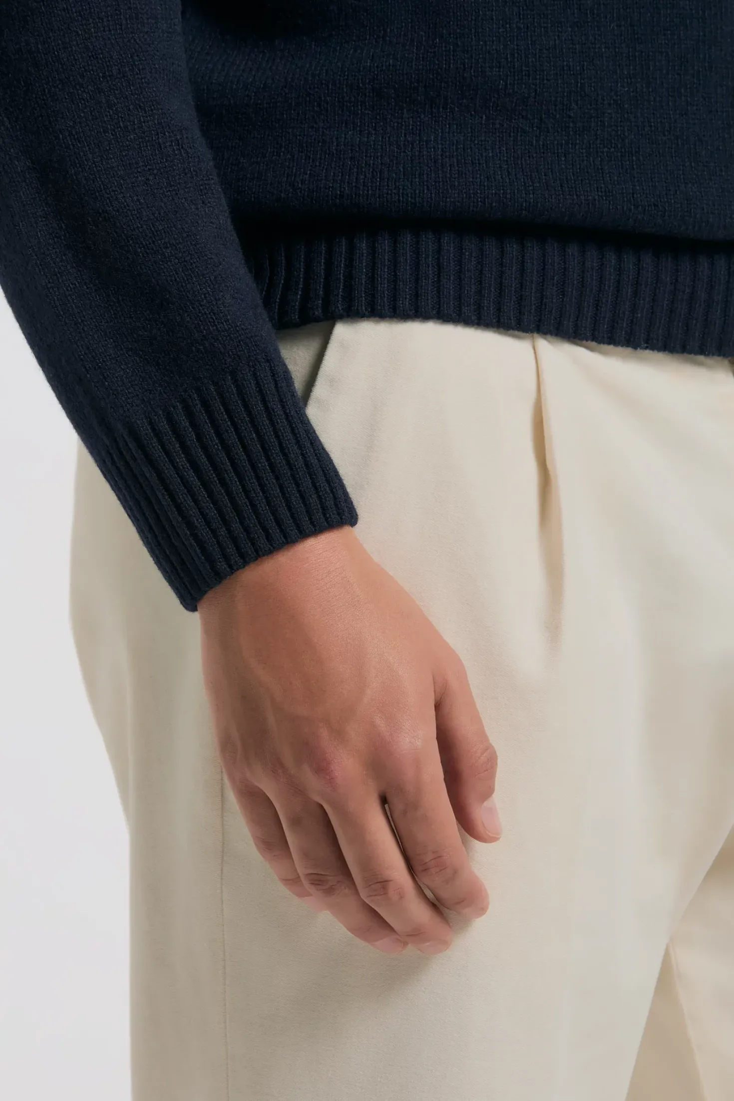 Polo bleu en laine et cachemire - Made in Italy