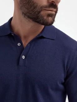 Polo bleu à manches longues - Made in Italy
