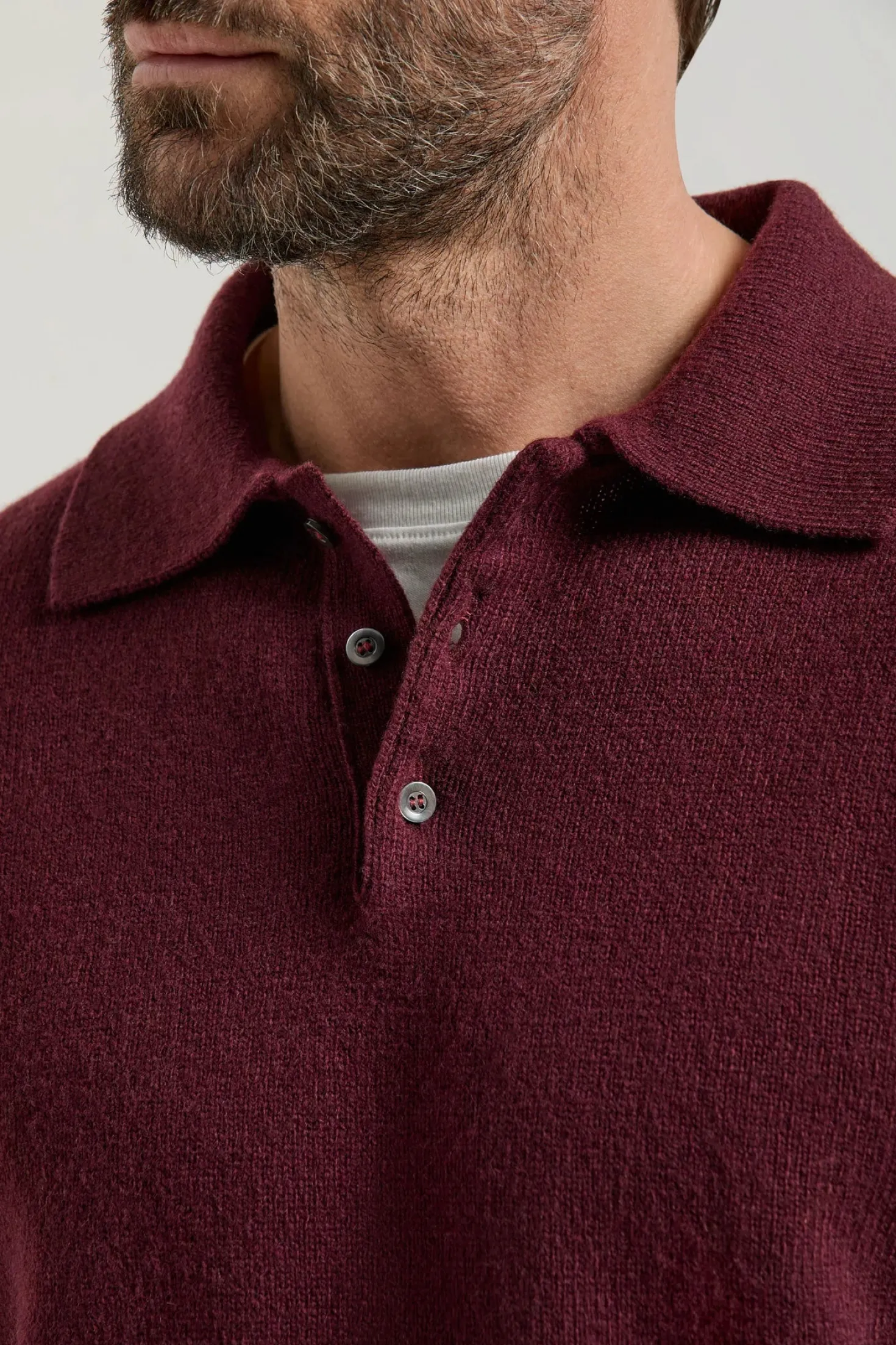 Polo bordeaux en laine et cachemire - Made in Italy
