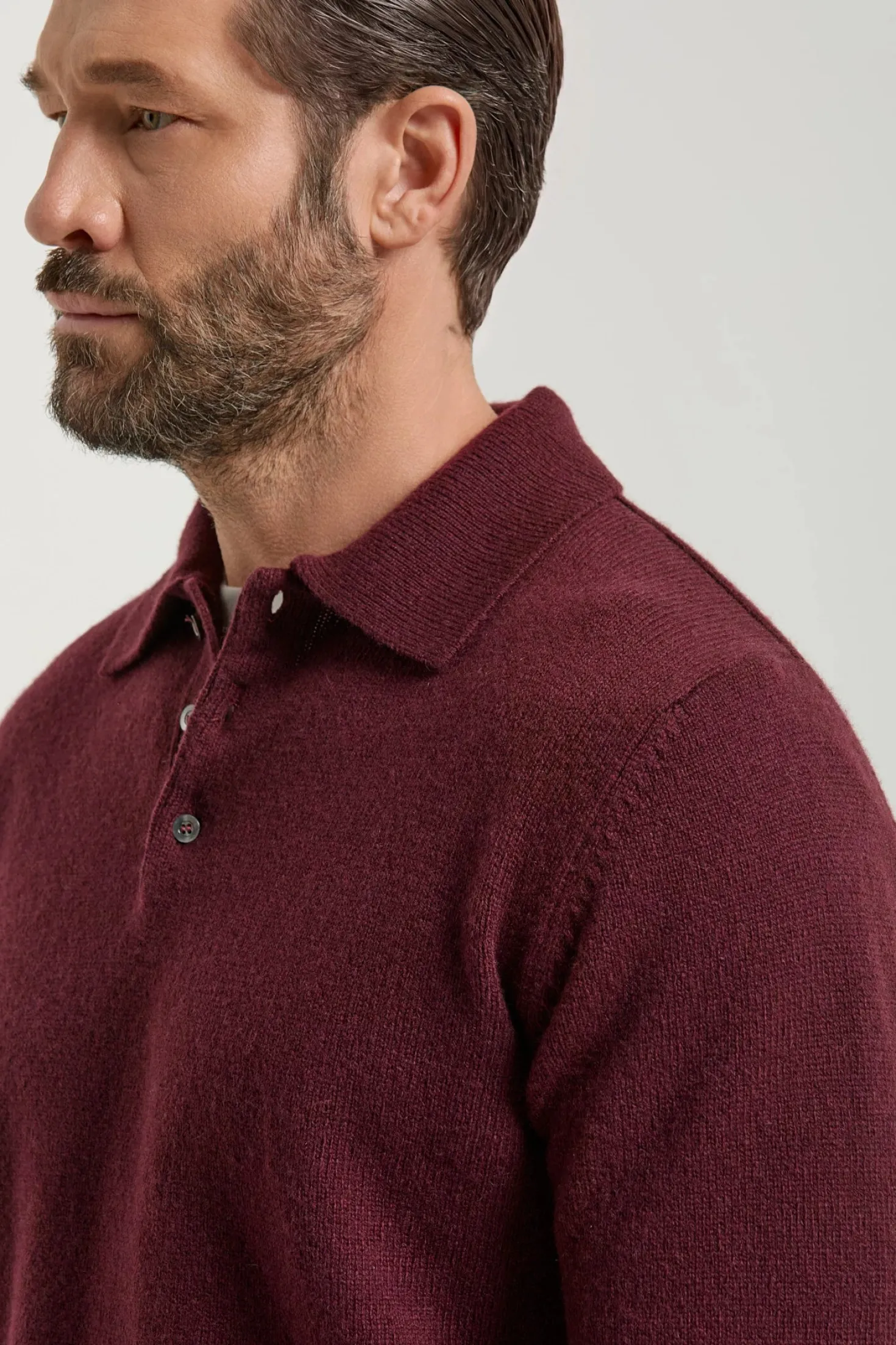 Polo bordeaux en laine et cachemire - Made in Italy