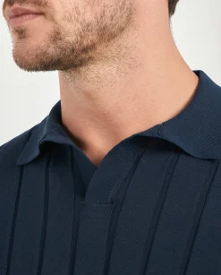 Polo côtelé bleu - Made in Italy