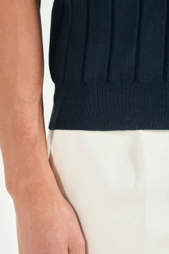 Polo côtelé bleu - Made in Italy