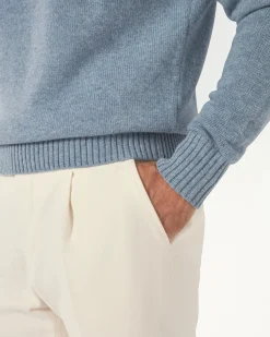 Polo en laine Bleu clair - Made in Italy
