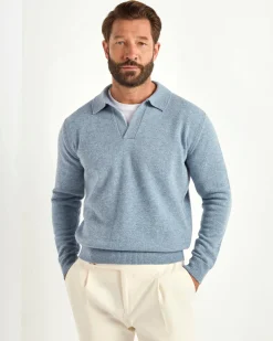Polo en laine Bleu clair - Made in Italy