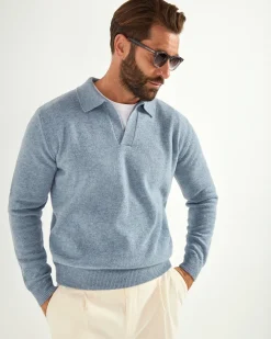Polo en laine Bleu clair - Made in Italy