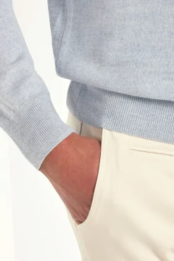 Polo en mérinos bleu clair - Made in Italy