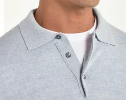 Polo en mérinos bleu clair - Made in Italy