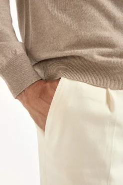 Polo en mérinos taupe – Made in Italy