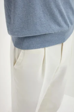Polo à manches longues bleu clair - Made in Italy