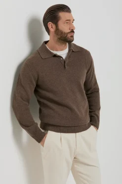 Polo marron en laine et cachemire - Made in Italy