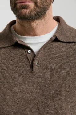 Polo marron en laine et cachemire - Made in Italy
