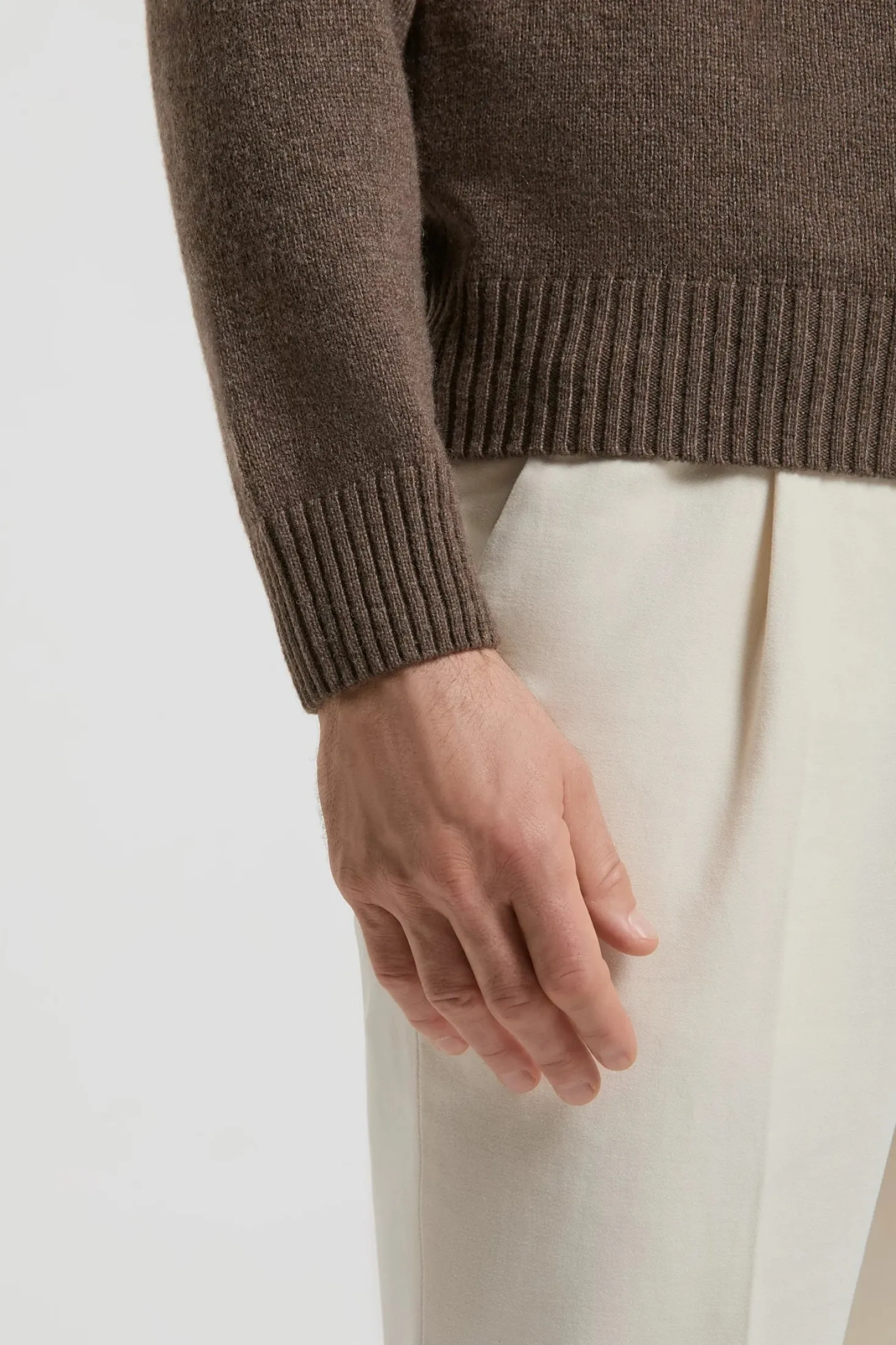 Polo marron en laine et cachemire - Made in Italy