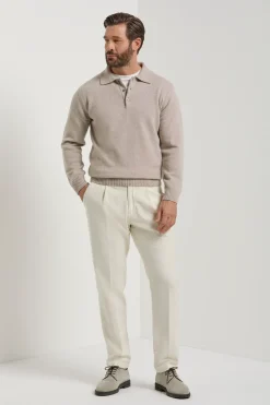Polo taupe en laine et cachemire - Made in Italy