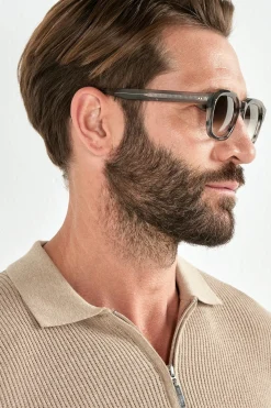 Polo zippé côtelé taupe - Made in Italy