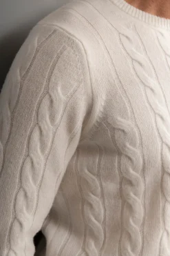 Pull blanc en maille torsadée – Made in Italy