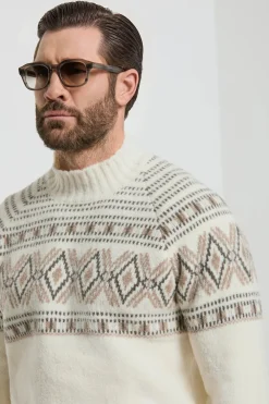 Pull à col montant Blanc cassé - Made in Italy
