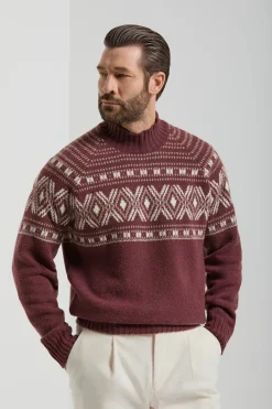 Pull à col montant bordeaux - Made in Italy