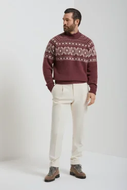 Pull à col montant bordeaux - Made in Italy