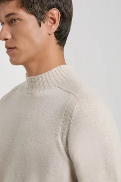 Pull à col montant sable - Made in Italy