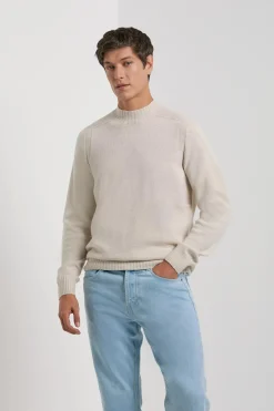 Pull à col montant sable - Made in Italy