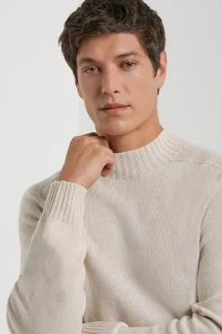 Pull à col montant sable - Made in Italy