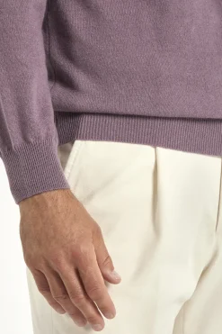 Pull col rond en cachemire prune – Made in Italy