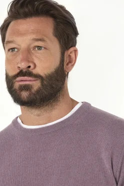 Pull col rond en cachemire prune – Made in Italy