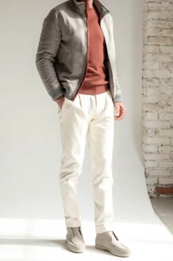 Pull col rond en cachemire rouille – Made in Italy