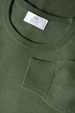 Pull col rond en cachemire vert – Made in Italy