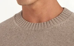 Pull col rond en mérinos taupe - Made in Italy