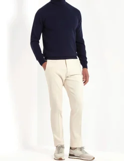 Pull col roulé en cachemire bleu – Made in Italy