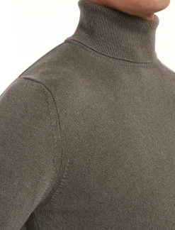 Pull col roulé en cachemire taupe foncé – Made in Italy