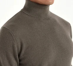 Pull col roulé en cachemire taupe foncé – Made in Italy