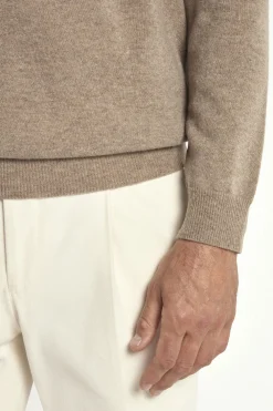 Pull col V taupe - Made in Italy