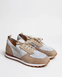Runners en maille taupe et gris - Made in Italy