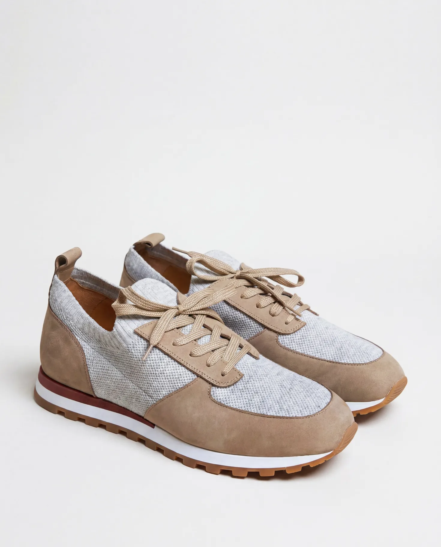 Runners en maille taupe et gris - Made in Italy