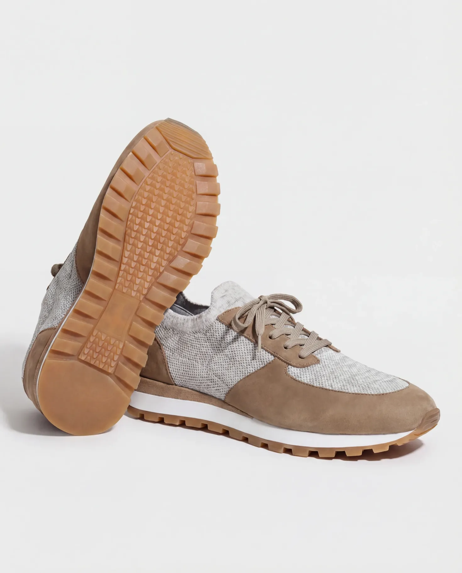 Runners en maille taupe et gris - Made in Italy