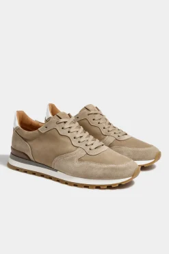 Runners en nubuck et daim beige - Made in Italy