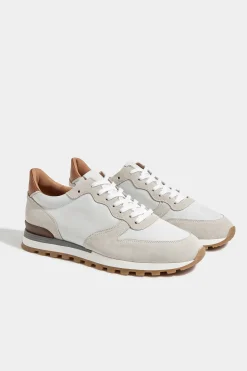 Runners en nubuck et daim Blanc cassé - Made in Italy