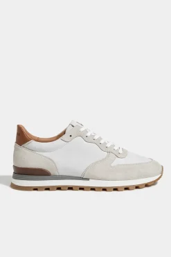Runners en nubuck et daim Blanc cassé - Made in Italy