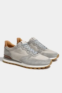 Runners en nubuck et daim gris clair - Made in Italy