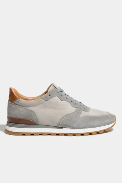 Runners en nubuck et daim gris clair - Made in Italy